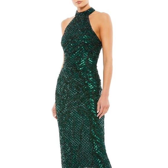 Mac Duggal Formal Beaded Gown Size 2 NWT Emerald - Picture 3 of 5